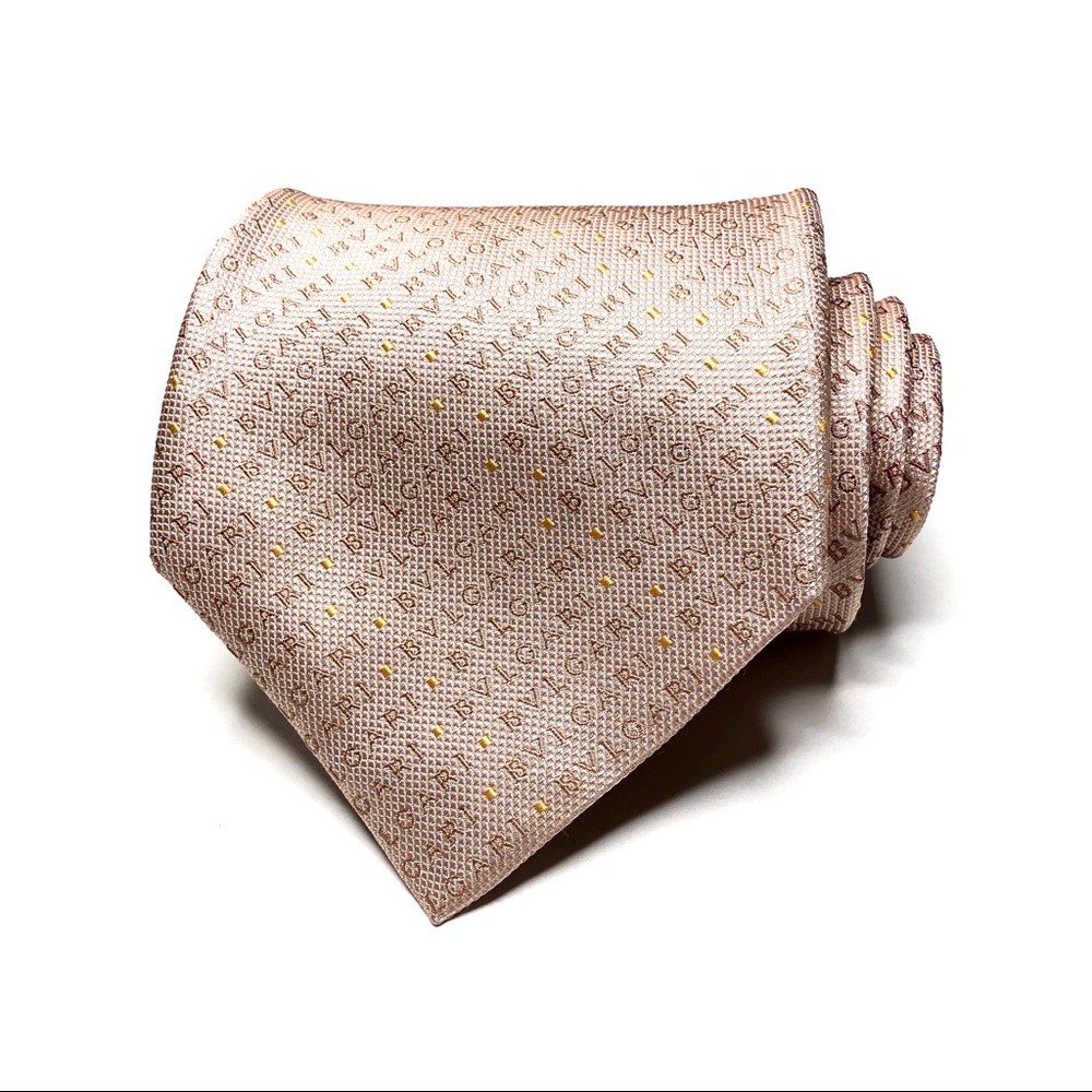 Bulgari 7 Fold Logo All Over Jacquard Silk Tie